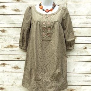 Tan Dress or Tunic 3/4-Length Sleeves by Mastina